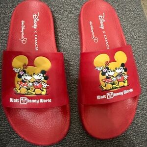 Coach x Disney Red Mickey & Minnie Ladies Slide Sandals